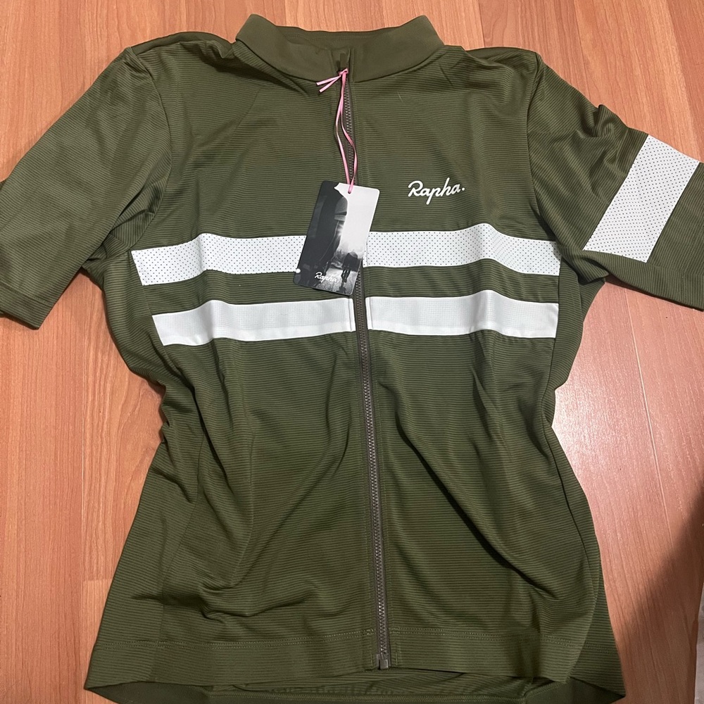 Rapha Women's Green Cycling Jersey with White Stripes